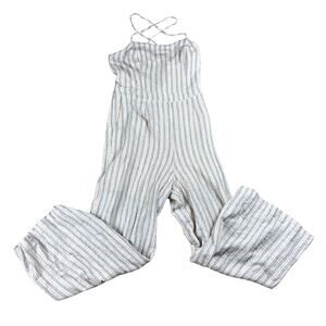 HEM & THREAD Jumpsuit Striped Sleeveless Relaxed Lace Up Back Size Large NWT